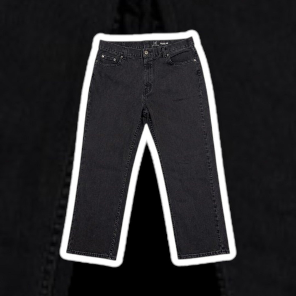 George Men's Regular Fit Black Jeans 38x30 Straight Leg Denim Pants